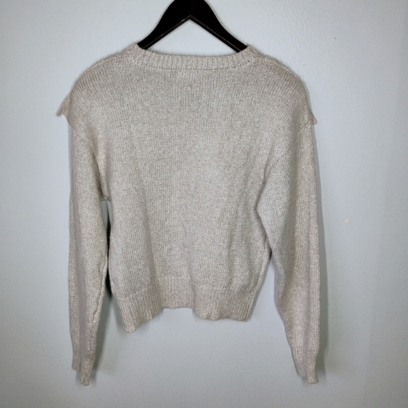 Marfinno Beige Cable Knit Ruffle Lace Sweater Shabby Chic Coquette Size Small - Picture 5 of 11